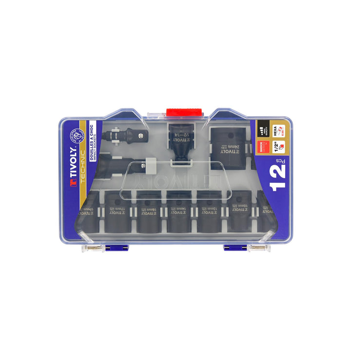 Stecknuss-Set 1/2" CrMo-Stahl 8-24 mm mit Adapter und Verlängerung