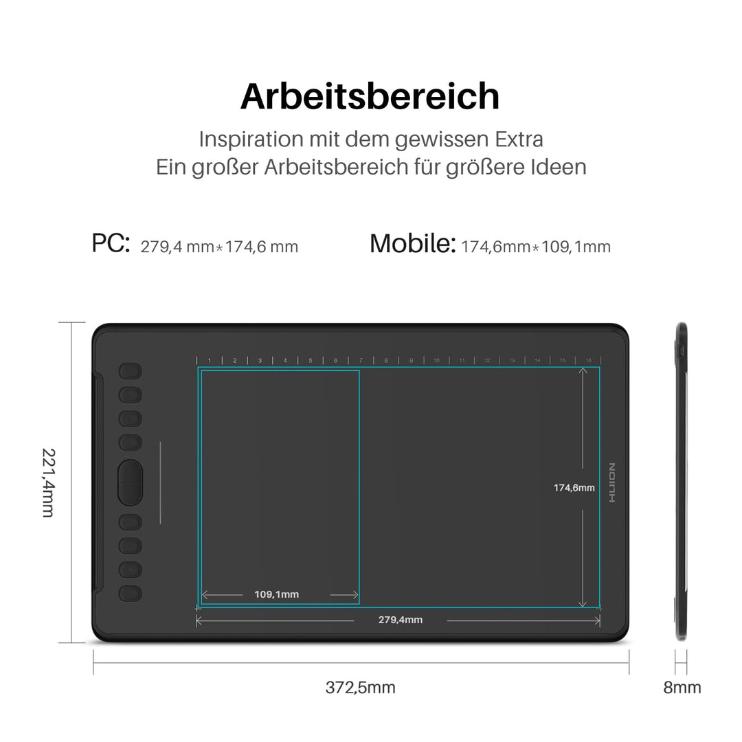 Grafiktablett 27,9 x 17,5 cm mit 10 Tasten und Touch Strip - Bild 6