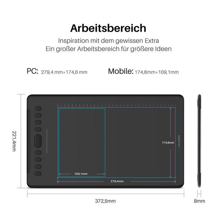 Grafiktablett 27,9 x 17,5 cm mit 10 Tasten und Touch Strip - Bild 6