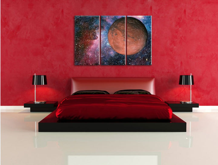 Leinwandbild 3-teilig Mars Weltall Buntstift-Effekt 120x80 cm - Bild 4