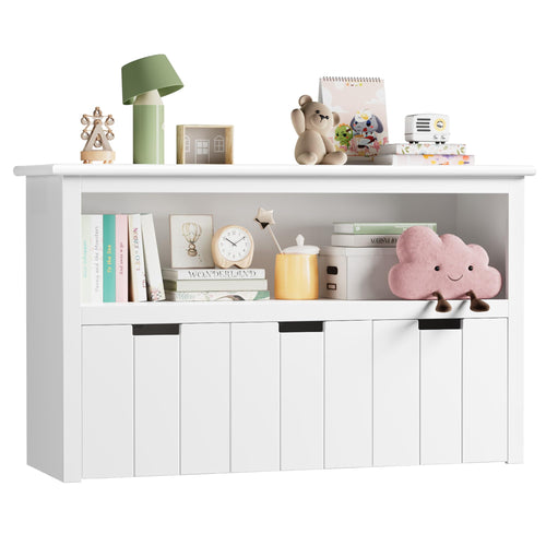 Kinderregal mit 3 Schubladen auf Rollen MDF weiss 102x33x62 cm