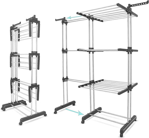 Wäscheständer Turm ausziehbar 66-130 cm, 3 Ebenen, bis 40 kg