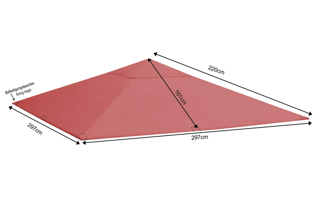 Pavillon Ersatzdach 3x3m Polyester wasserabweisend Terra/Rotorange - Bild 2