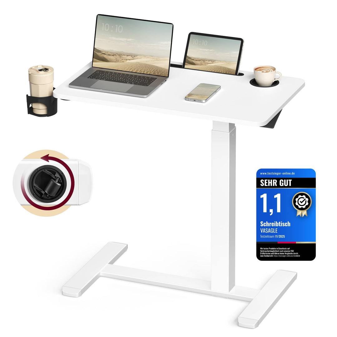 Beistelltisch höhenverstellbar mit Rollen 65-102 cm, 70x40 cm