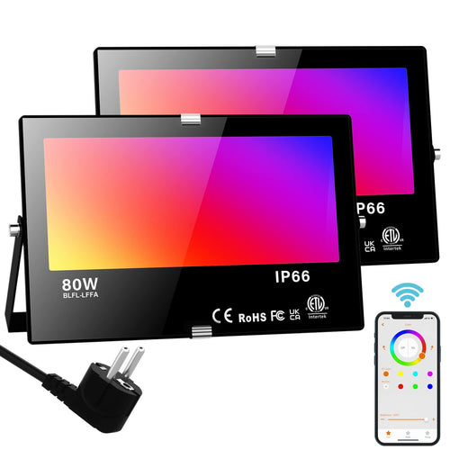 RGB LED Flutlichtstrahler 80W Bluetooth App-Steuerung IP66 Aussen