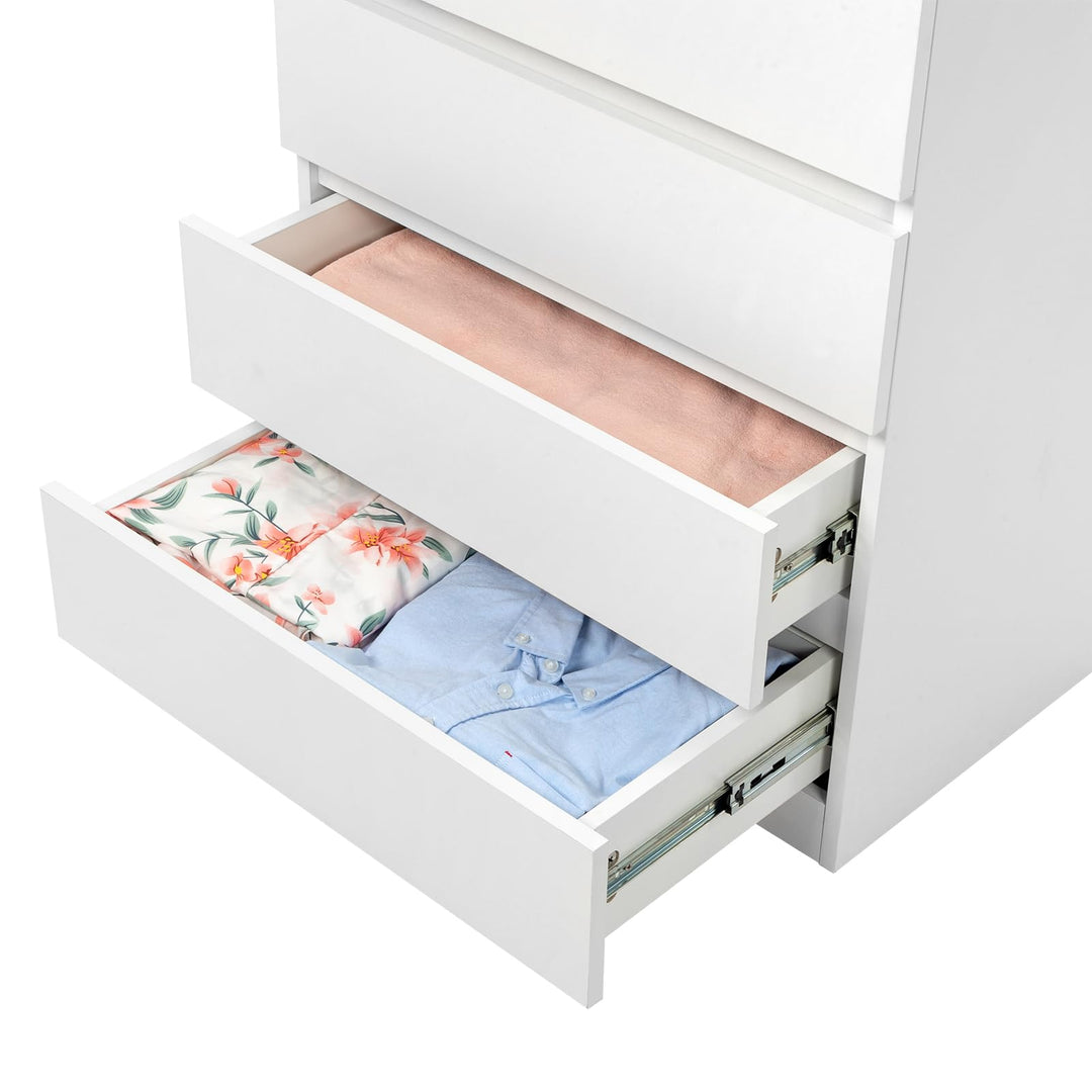Kommode Schlafzimmer 4 Schubladen Spanplatte Weiss Modern - Bild 6