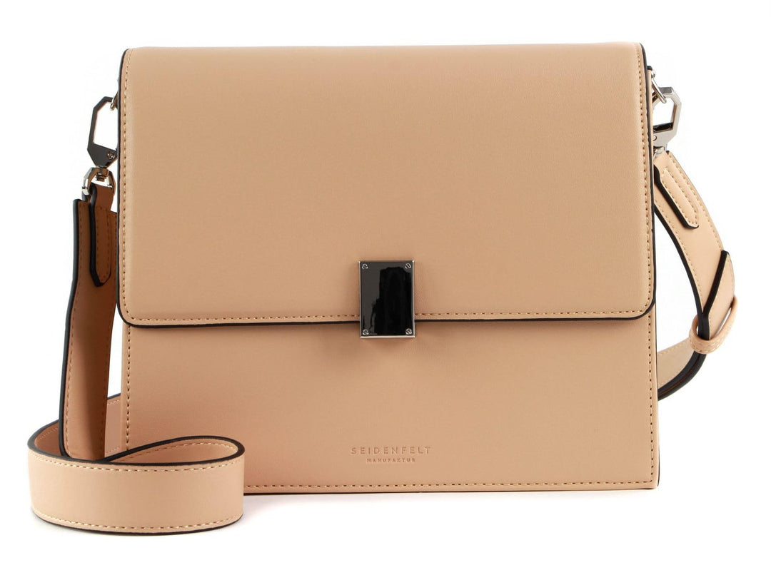 Crossbody Umhängetasche Midi 24 cm Light Camel mit Silber-Details