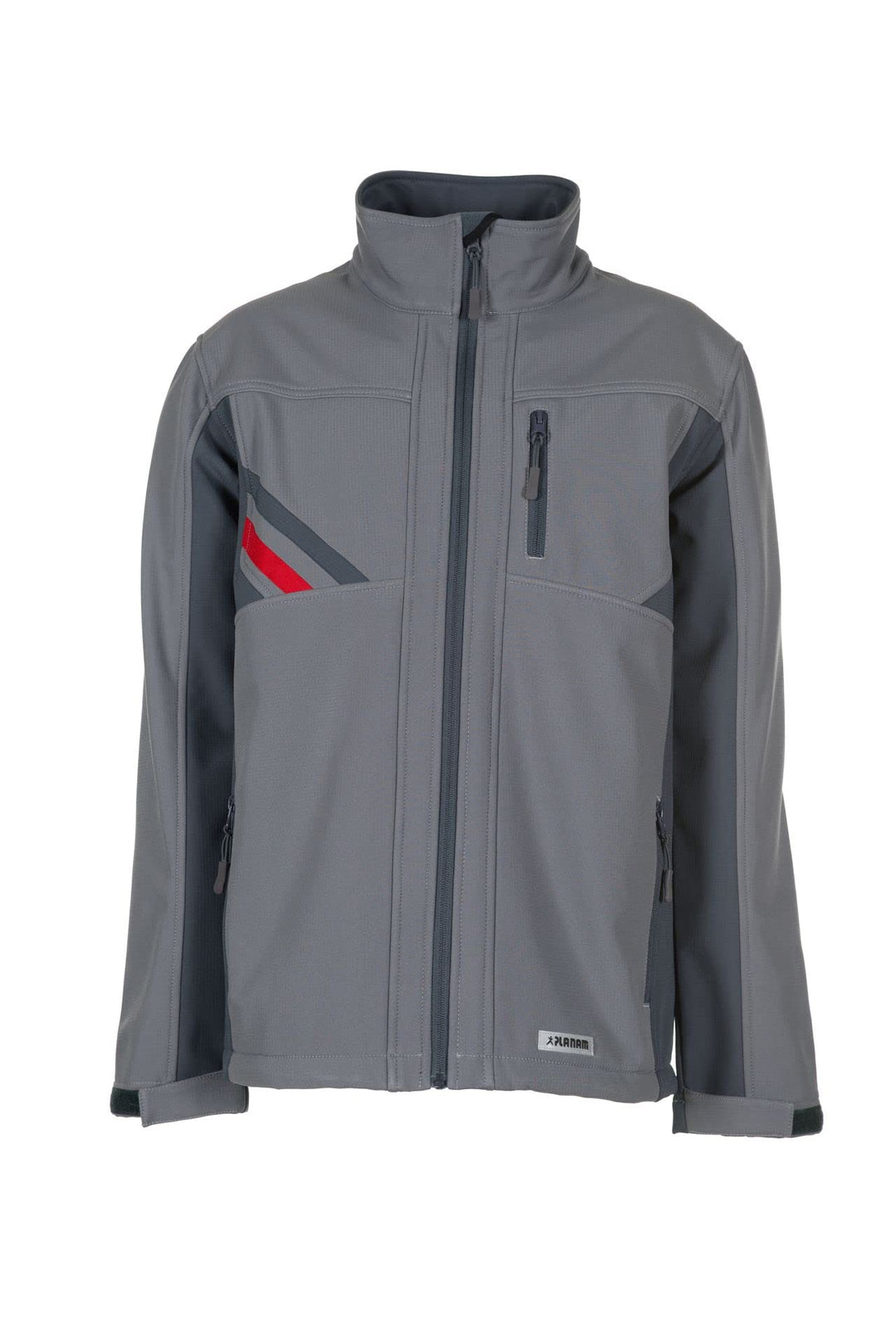 Softshell Arbeitsjacke Fleece-Futter Reflexpaspeln Zink/Schiefer/Rot XL