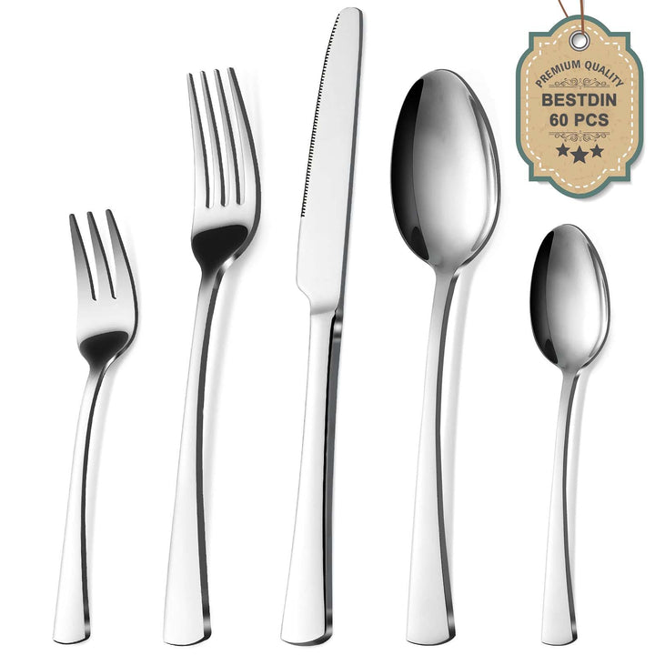 Besteckset 60-teilig Edelstahl für 12 Personen silber