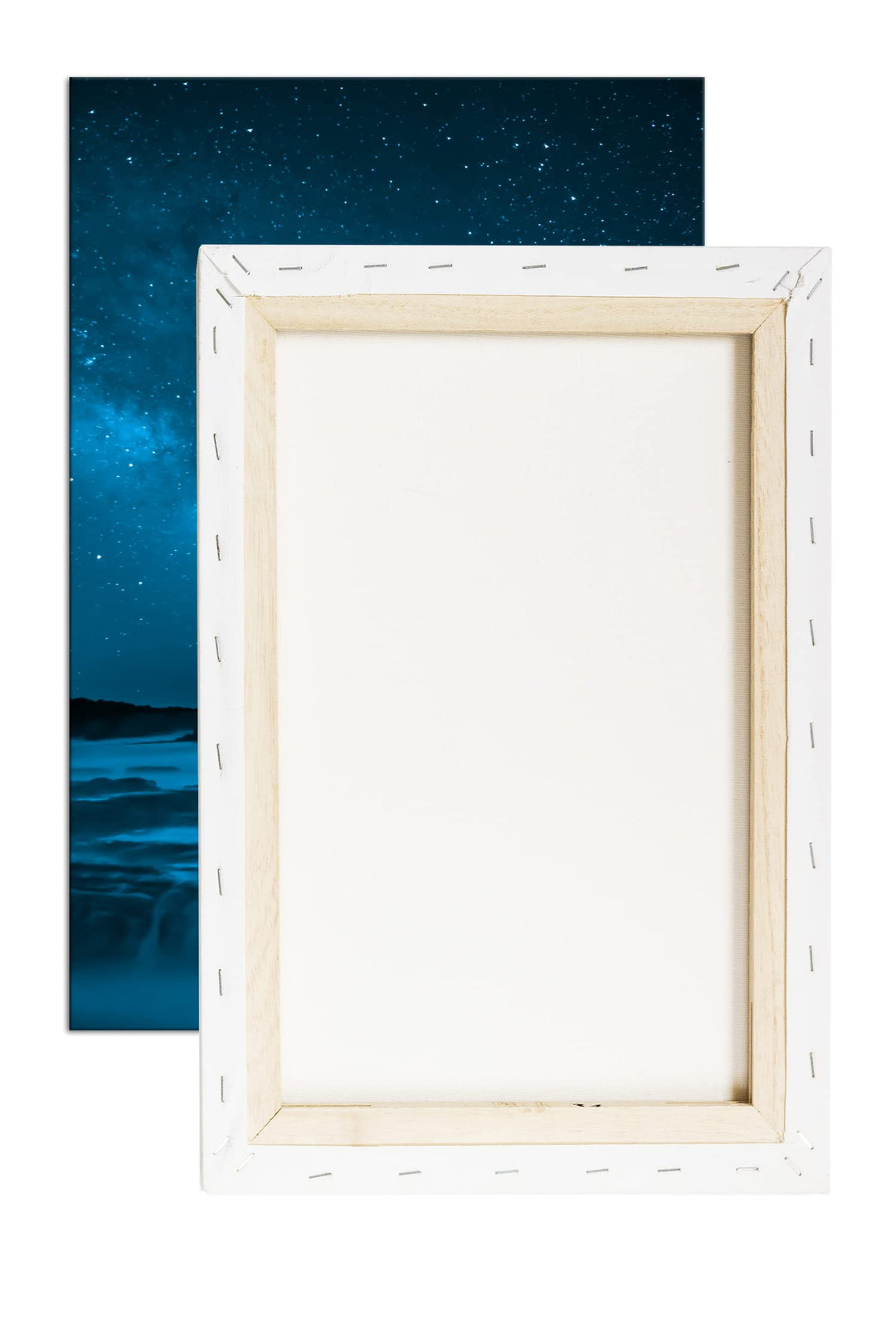 Leinwandbild Sternenhimmel Blau Monochrom 80x60 cm Echtholzrahmen - Bild 6