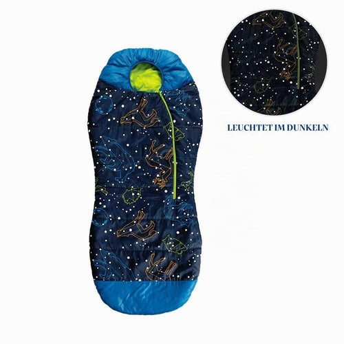Kinder-Schlafsack Mumienform leuchtend 148x66 cm blau bis -1°C