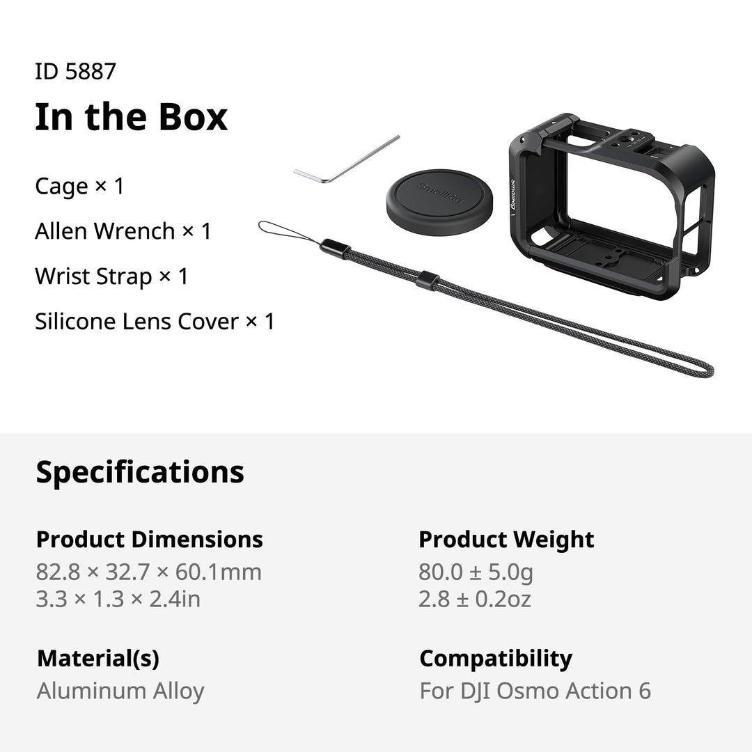 Kamera Cage Aluminiumlegierung für DJI Osmo Action 6, 68g - Bild 9