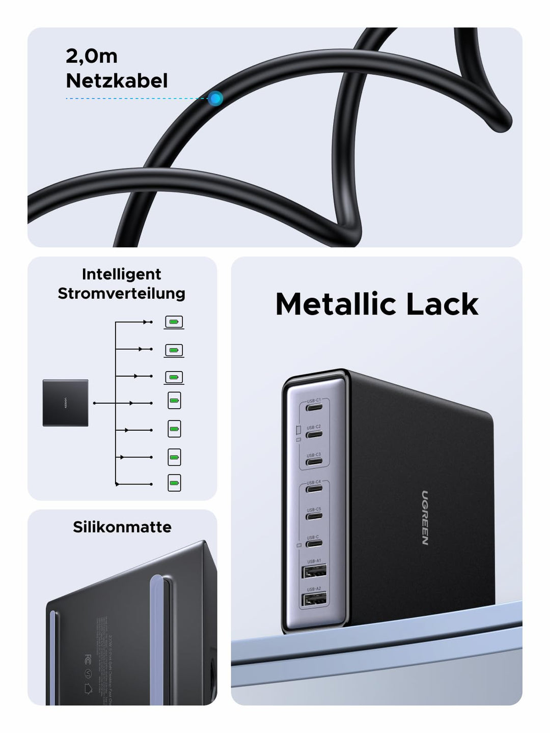 USB-C Ladestation 200W 8-Port für Laptop Tablet Smartphone - Bild 6