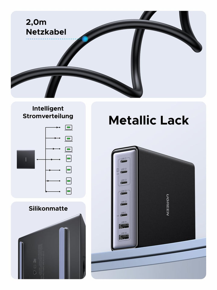 USB-C Ladestation 200W 8-Port für Laptop Tablet Smartphone - Bild 6