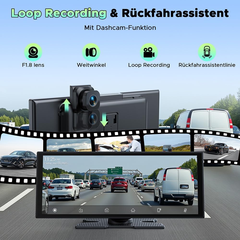 CarPlay Display 10,25 Zoll Wireless mit Dashcam 2.5K – Android Auto - Bild 5