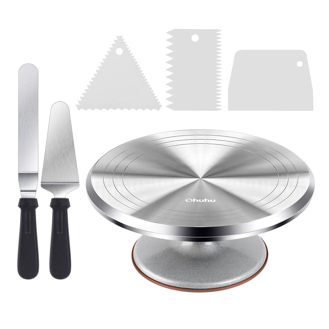 Drehteller Torte Aluminium 30 cm mit Teigschaber-Set