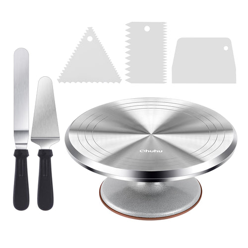 Drehteller Torte Aluminium 30 cm mit Teigschaber-Set