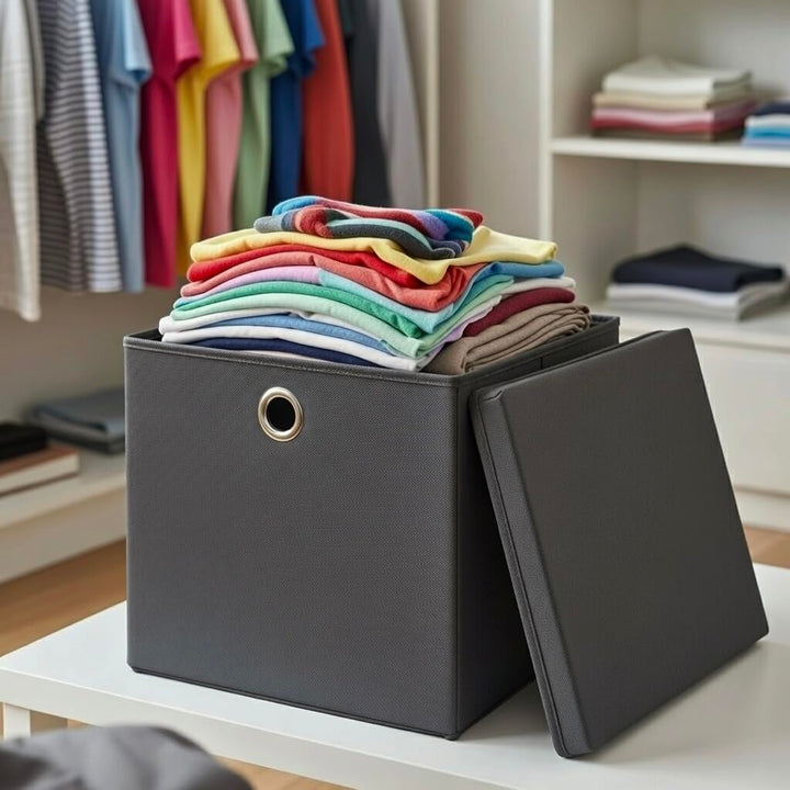 Faltbox mit Deckel Dunkelgrau 28x28x28 cm 22 L 4er-Set Polyester - Bild 4