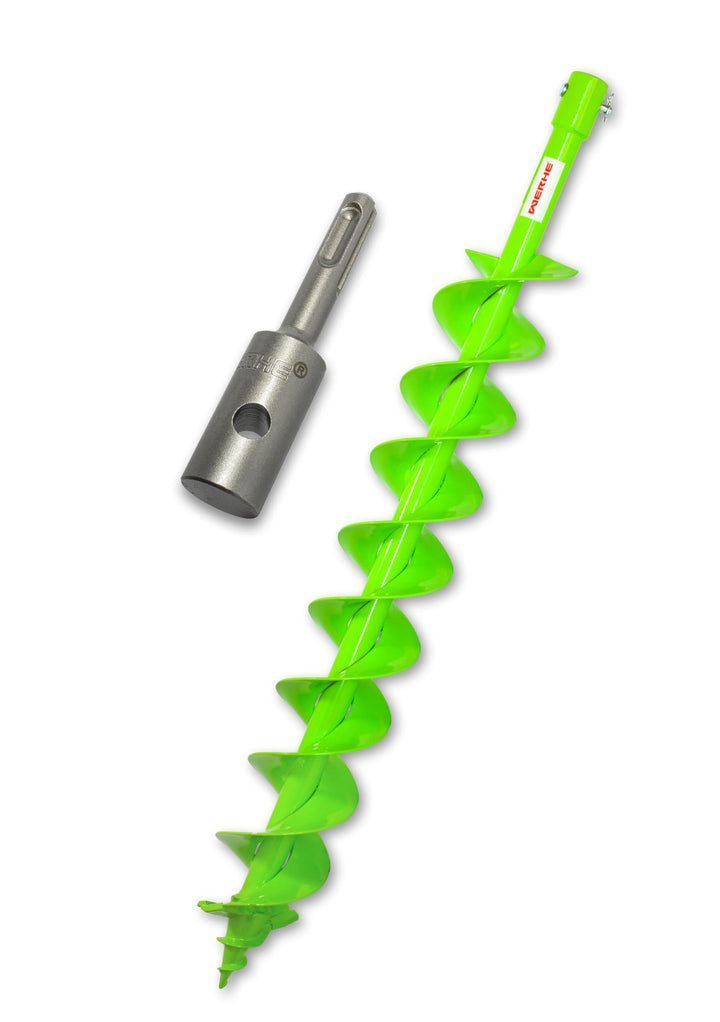 Erdbohrer 100 mm Doppelwendel mit SDS-Plus-Adapter für Zaunpfähle