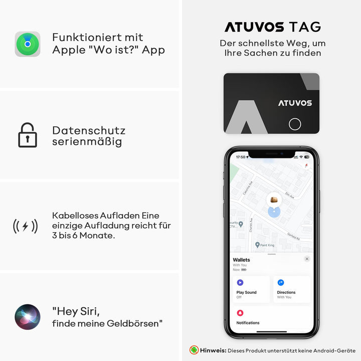 Wallet Tracker Karte ultradünn 1.6mm wiederaufladbar 2er-Set iOS - Bild 2