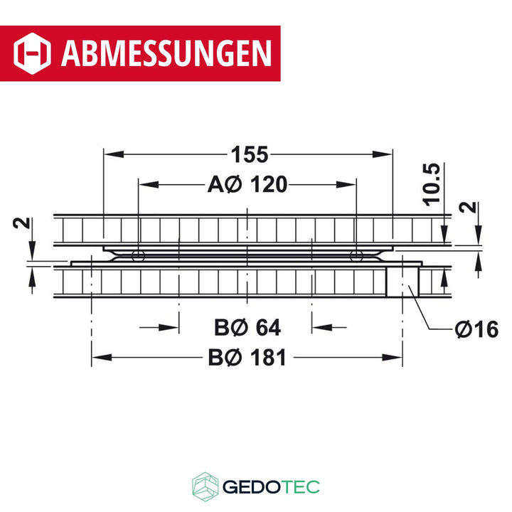 Drehteller Stahl verzinkt 155x155 mm Schwerlast 150 kg kugelgelagert - Bild 5