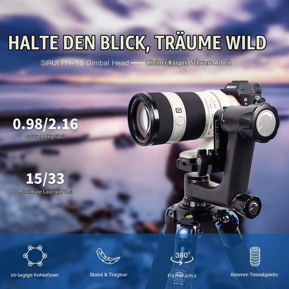 Gimbal Stativkopf Karbon 15 kg Tragkraft 360° Panorama Arca-Swiss - Bild 7