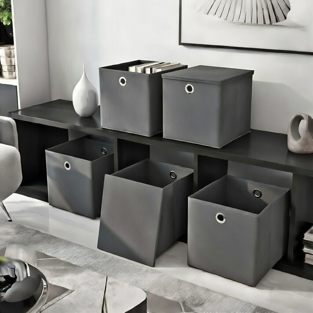 Faltbox mit Deckel Dunkelgrau 28x28x28 cm 22 L 4er-Set Polyester - Bild 2