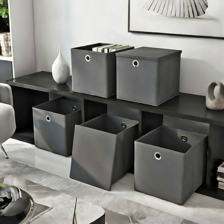 Faltbox mit Deckel Dunkelgrau 28x28x28 cm 22 L 4er-Set Polyester - Bild 2
