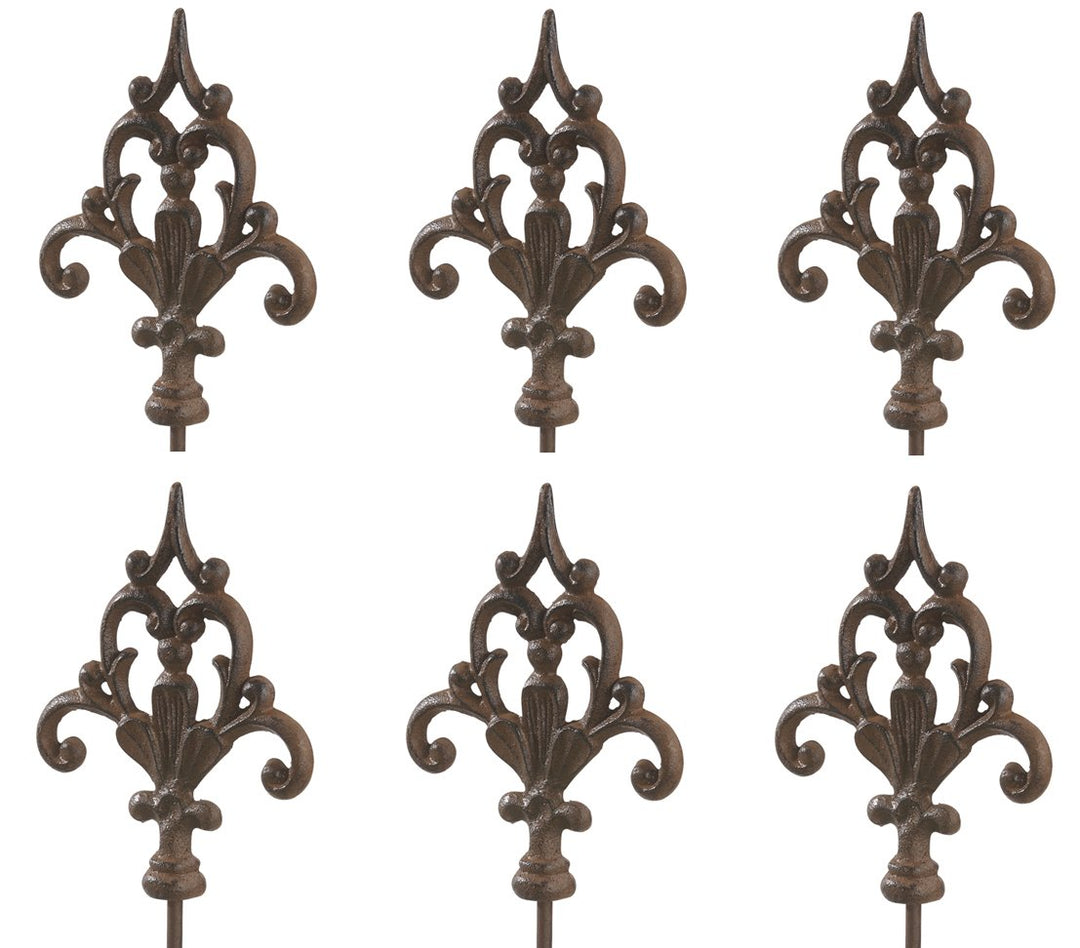 Gartenstäbe Gusseisen Ornament Speer 140 cm 6er-Set edelrostfarben