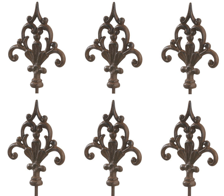 Gartenstäbe Gusseisen Ornament Speer 140 cm 6er-Set edelrostfarben