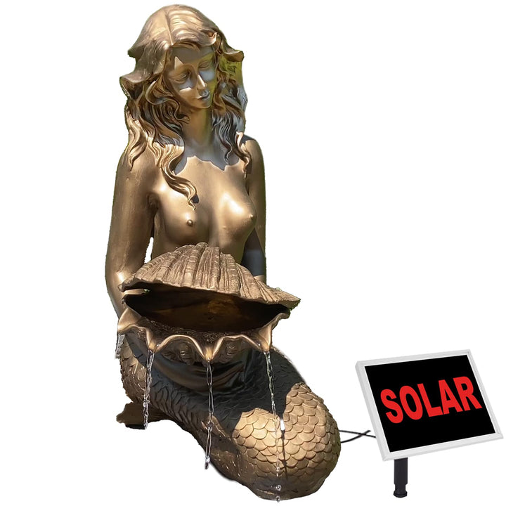 Solar Gartenbrunnen Meerjungfrau GFK 75 cm mit Teichpumpe 500 l/h - Bild 5