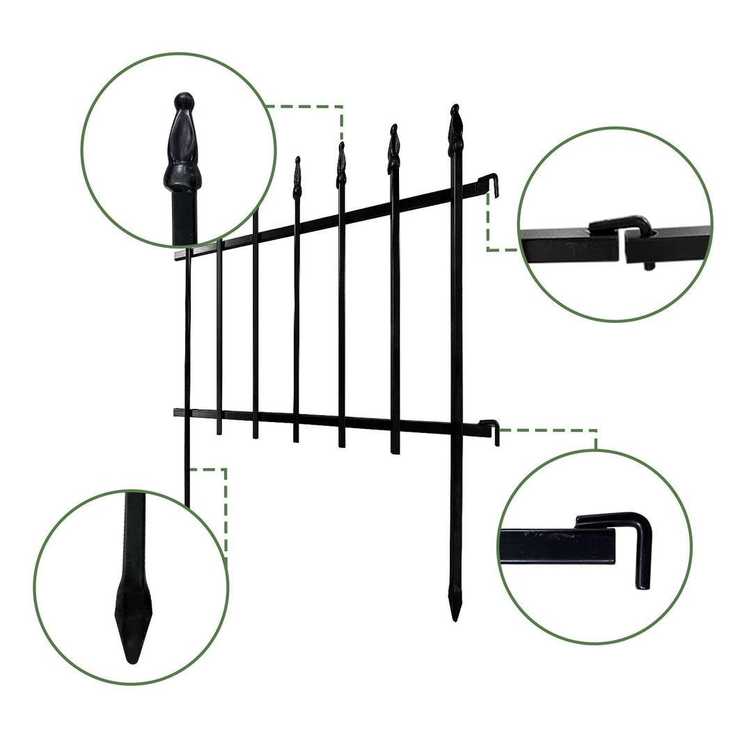 Metall-Gartenzaun Beetbegrenzung 45cm schwarz pulverbeschichtet 5er-Set - Bild 5