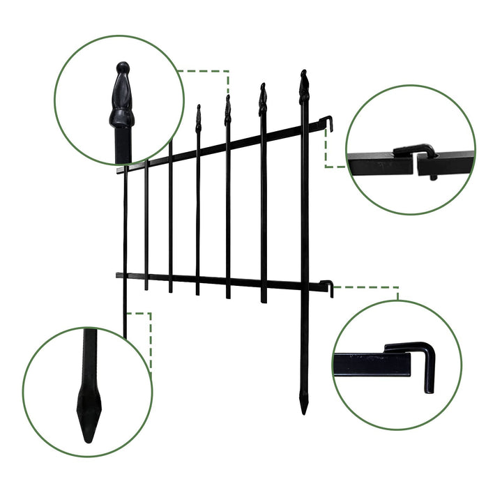 Metall-Gartenzaun Beetbegrenzung 45cm schwarz pulverbeschichtet 5er-Set - Bild 5