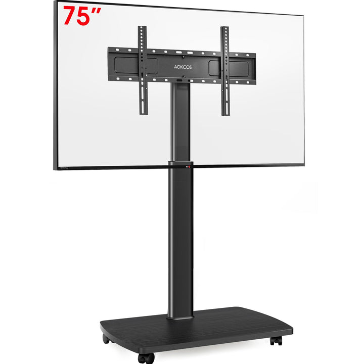 TV Bodenständer rollbar mit Holzregal 43-75 Zoll bis 50kg höhenverstellbar - Bild 9