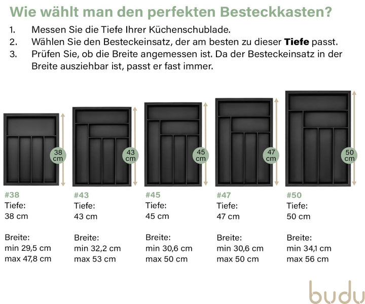 Besteckkasten Bambus ausziehbar 30-50x47x5 cm Schwarz - Bild 2