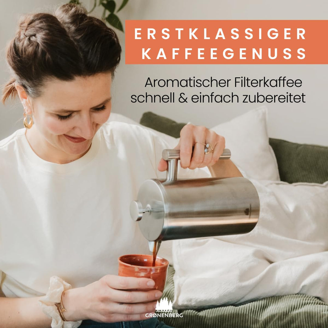 French Press Thermo Edelstahl doppelwandig 320ml / 600ml / 1L - Bild 2