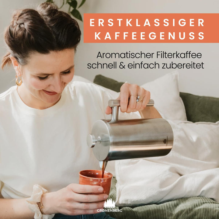 French Press Thermo Edelstahl doppelwandig 320ml / 600ml / 1L - Bild 2