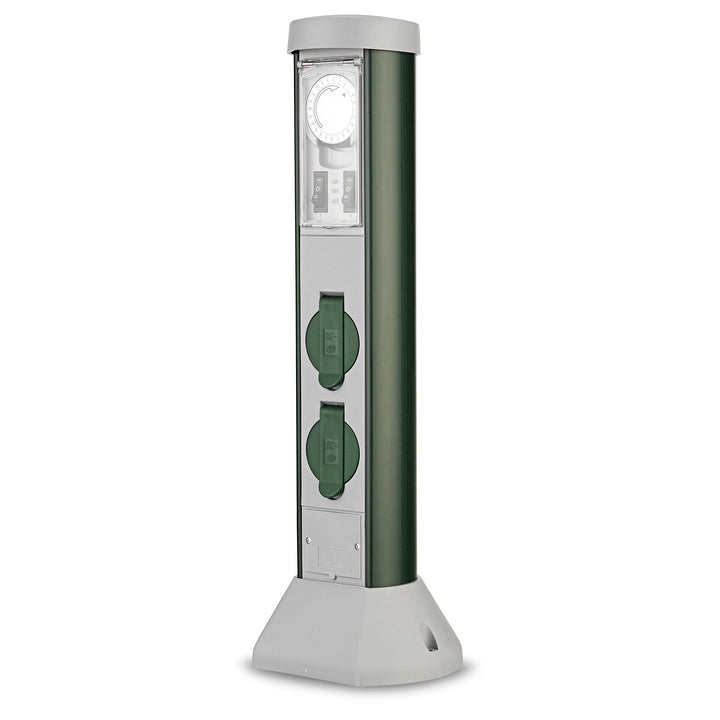 Gartensteckdosensäule 2-fach mit 24h-Zeitschaltuhr IP44 52cm