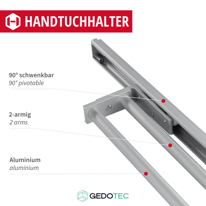 Handtuchhalter ausziehbar Aluminium 2-armig Küche &amp; Bad silber - Bild 3