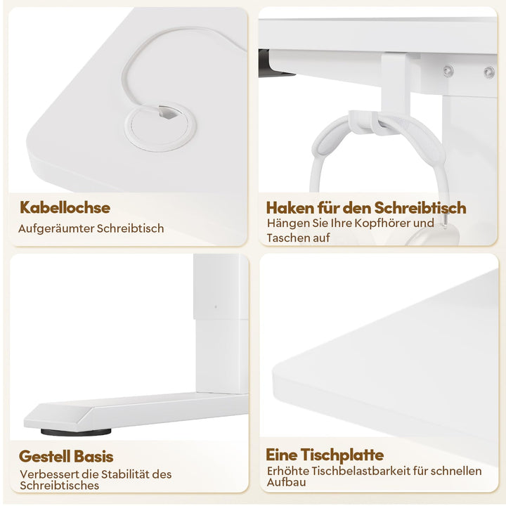 Höhenverstellbarer Schreibtisch elektrisch 110x53 cm mit Memory-Funktion - Bild 8