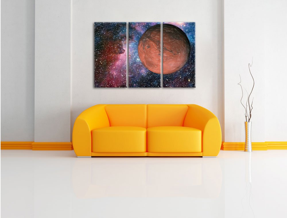 Leinwandbild 3-teilig Mars Weltall Buntstift-Effekt 120x80 cm - Bild 2
