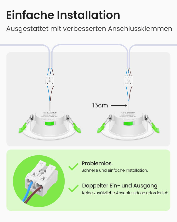 LED Einbaustrahler 7W IP44 dimmbar 3 Farbtemperaturen 12er Set - Bild 7