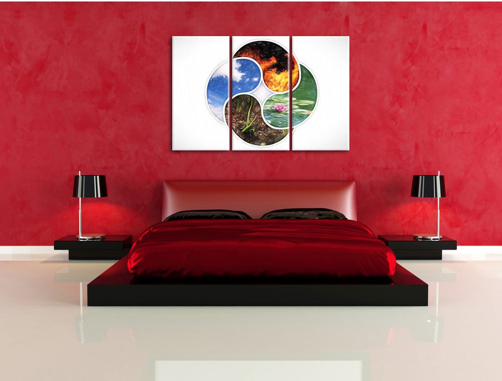 Leinwandbild 3-teilig Vier Elemente 120x80 cm Wanddeko - Bild 4