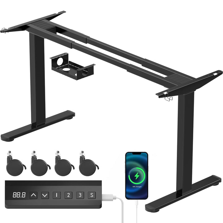 Schreibtischgestell elektrisch höhenverstellbar Doppelmotor 100 kg USB-C