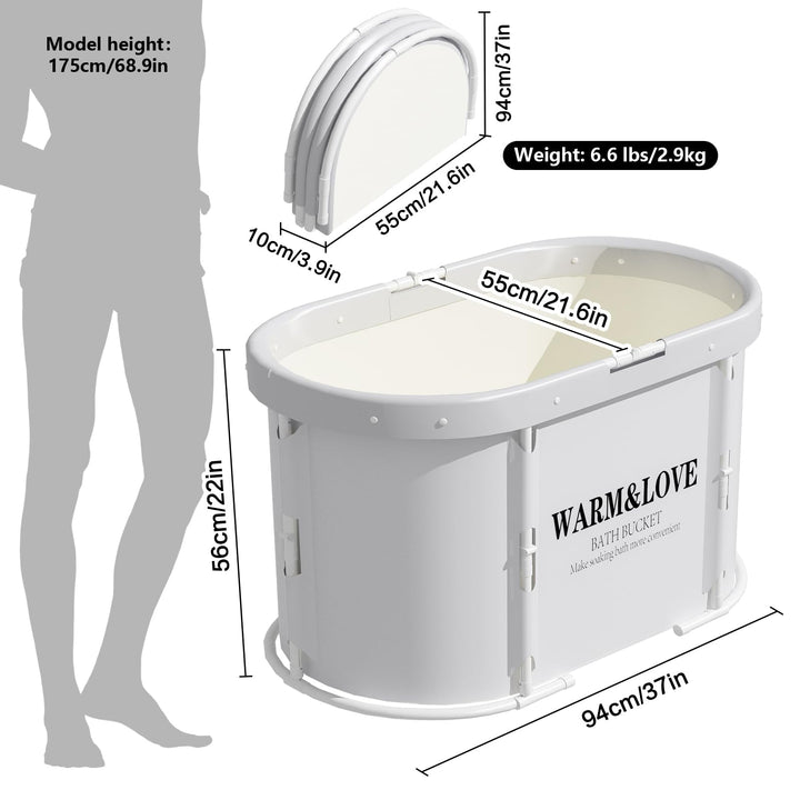 Faltbare Badewanne für Dusche Oval 94x55x56 cm mit Isolierung - Bild 7