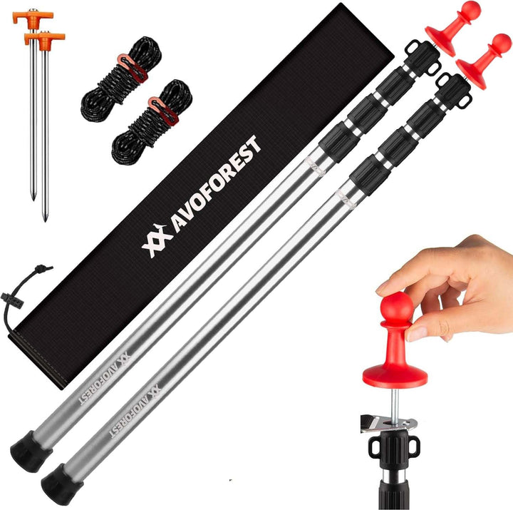 Teleskop-Zeltstange Aluminium 88–265 cm für Tarp und Sonnensegel, 2er-Set