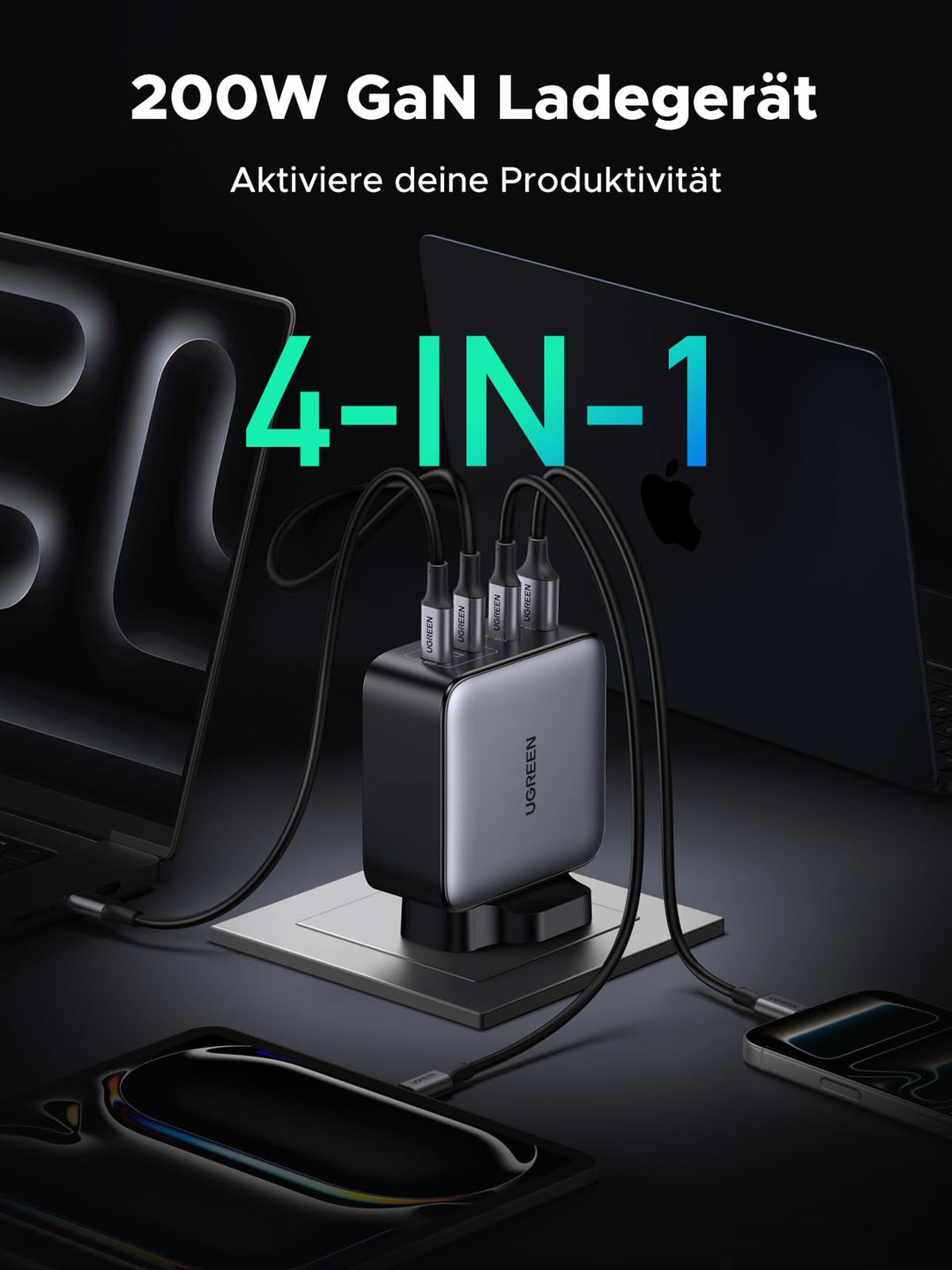 USB-C Ladegerät 200W GaN 4-Port PD3.1 für Laptop &amp; Smartphone - Bild 4