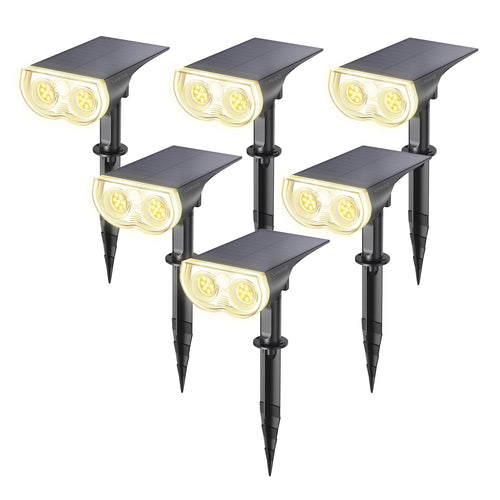 Solar Strahler Aussen 800lm Warmweiss 22 LEDs IP65 6er-Set