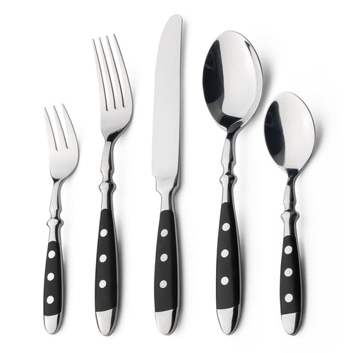 Besteck-Set 30-teilig Edelstahl 18/0 mit schwarzen Griffen für 6 Personen