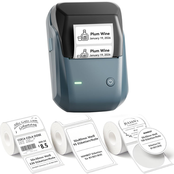 Etikettendrucker Thermodruck Bluetooth 50mm mit 3 Rollen wasserfest